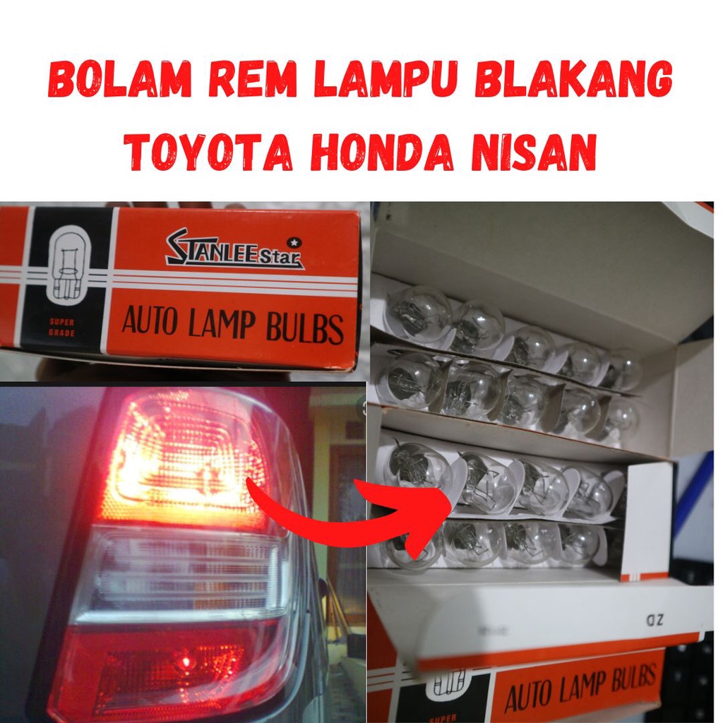 Bolam Rem Lampu Belakang Cumi Tancap T20 12V Toyota Honda Nissan