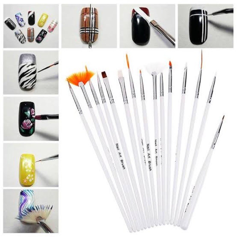 Brush nailart 15 pcs kuas nail art / 15in1 liner brush kuas kutek gel art