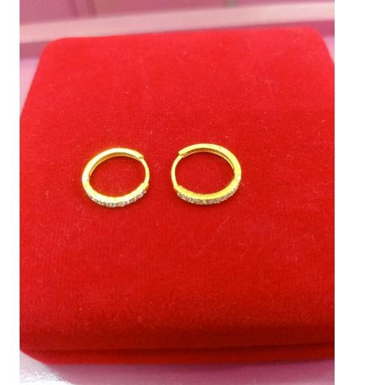 Terbagus.. ANTING JEPIT BULAT BESAR PERAK 925 LAPIS MAS
