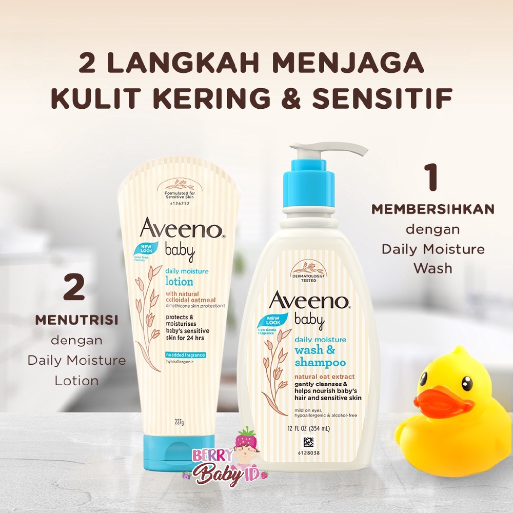 Aveeno Baby Daily Moisture 2in1 Wash &amp; Shampoo Sabun Shampo Bayi Anak Berry Mart