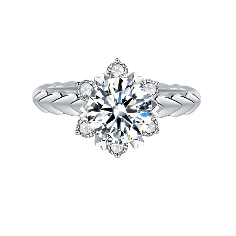 New Snowflake Open Ring Flower Wedding Ring