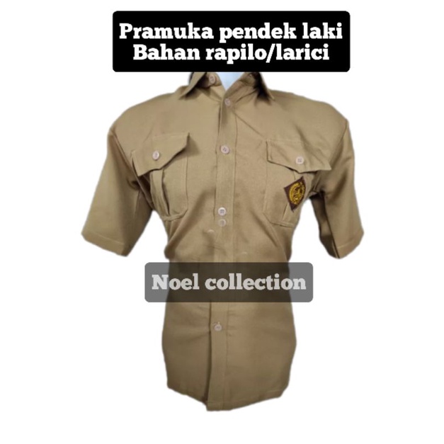 Baju Pramuka laki-laki seragam sekolah SD, SMP, SMA &Pembina lengan pendek bahan kain rapilo larici