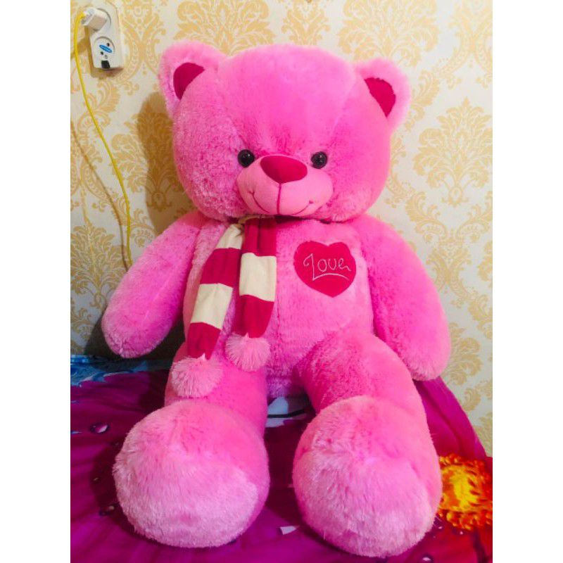 boneka teddy bear love syal premium SNI