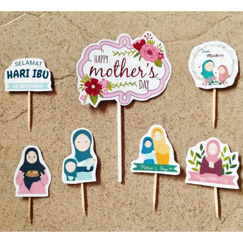 topper toper hiasan tusukan kue cake nasi tumpeng selamat hari ibu happy mother mother's day
