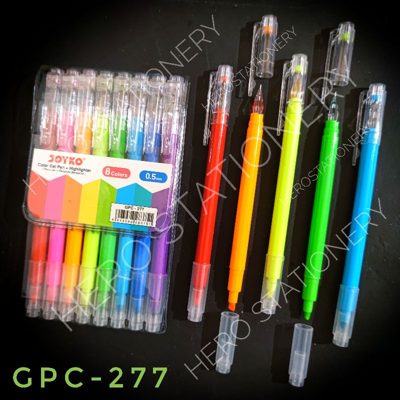 

Pen gel + highlighter joyko set 8 warna 0.5 mm GPC-277