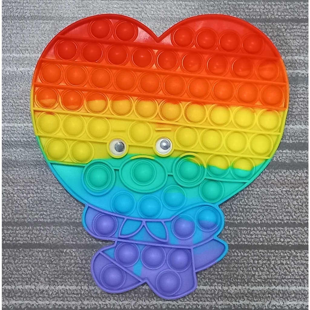 Pop It Jumbo FIDGET TOY Mainan Anak Karakter BTS Rainbow Ukuran 20 cm-3