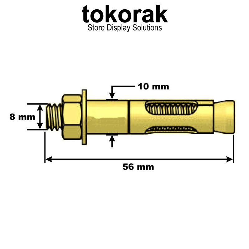 DYNABOLT 10 X 50 MM ANCHOR BAUT BETON - ANGKUR BOLT - DYNA DINABOLT