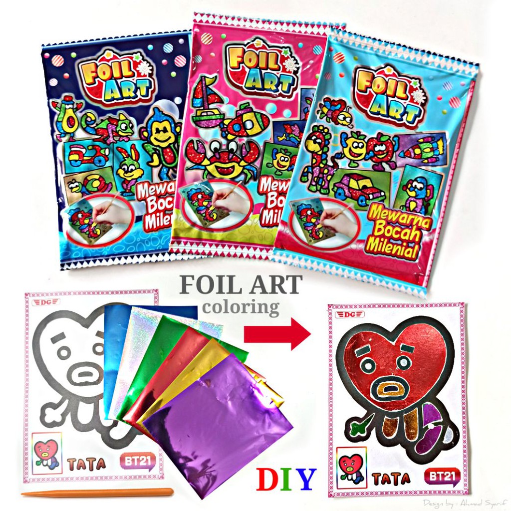 DIY FOIL ART COLORING - MAINAN EDUKASI ANAK TK SD PAUD SOUVENIR ULTAH