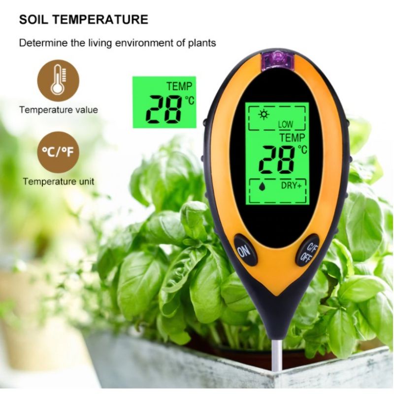 Digital Soil Analyzer Tester Meter Alat Ukur Kondisi Tanah 4 in 1 Suhu Sunlight PH Mositure SPH004