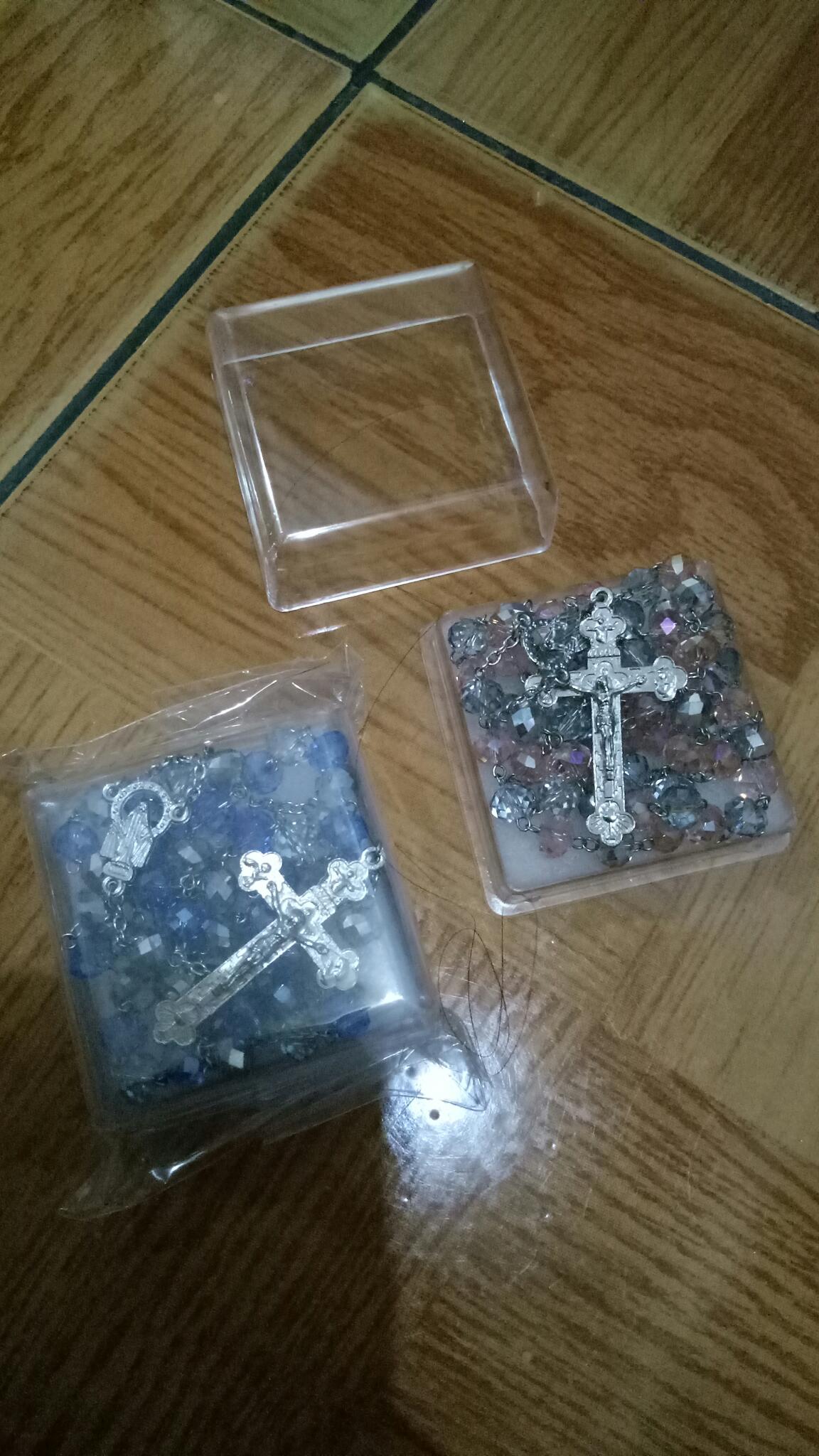 Rosario Mewah Kristal Blink Bling Biru Kerlip Ceko 8mm Doa Katolik