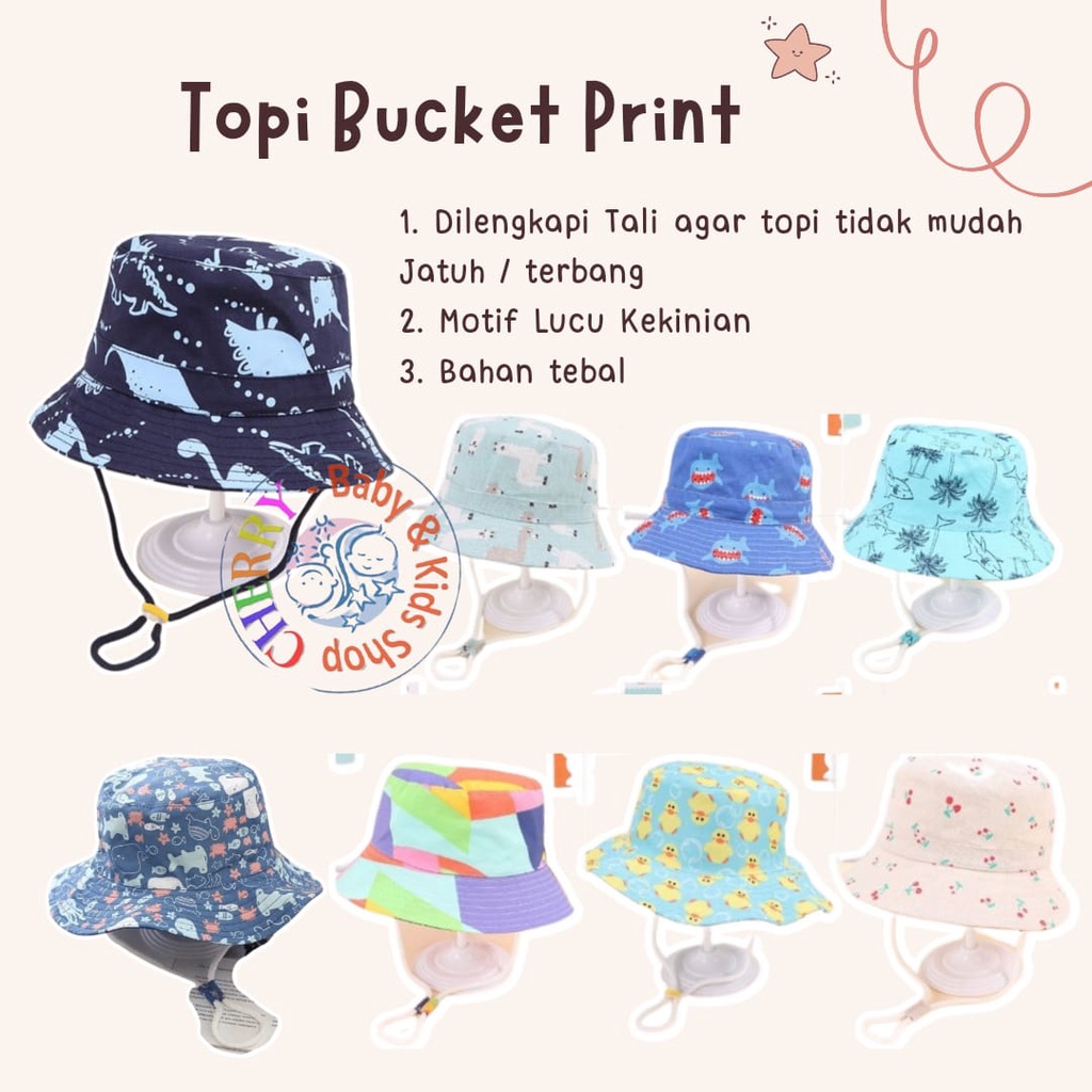 Bucket hat HIGH QUALITY Dino Navy UnserSea Topi pantai bayi 0-2 thn Import CBKS VC