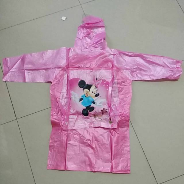 Jas Hujan Anak Karakter Terusan Minnie Mouse, Mickey, Thomas, The Pooh