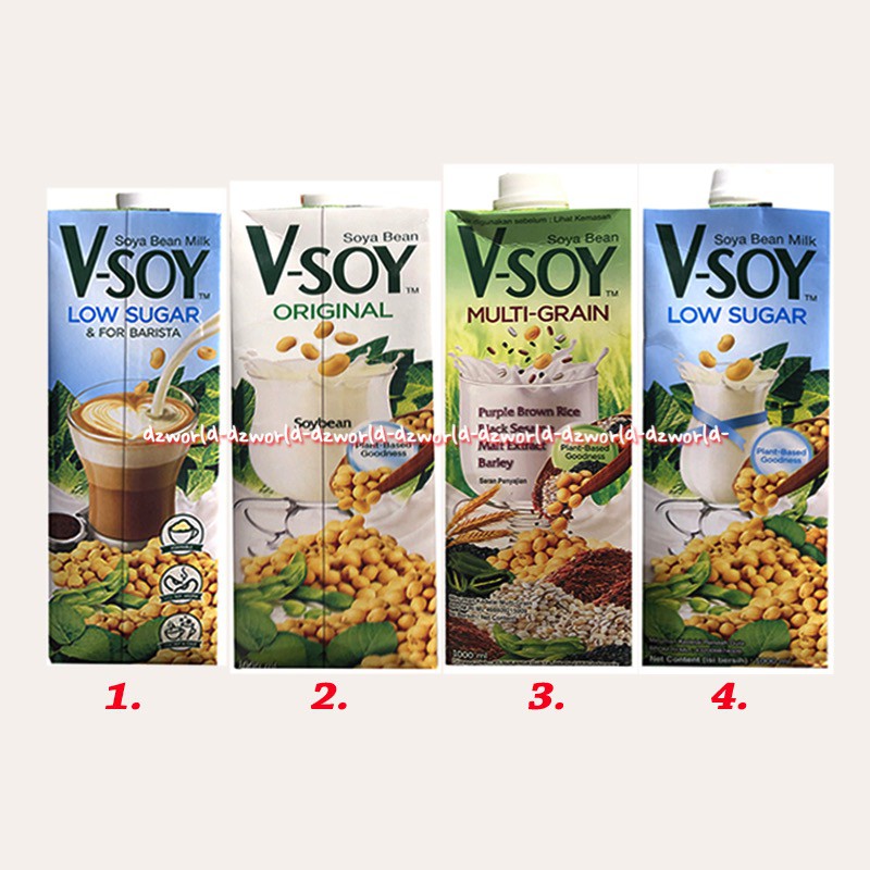 

V-Soy Susu Kacang Kedelai 1L Original Low sugar Multi Grain Susu UHT Soya Bean Milk