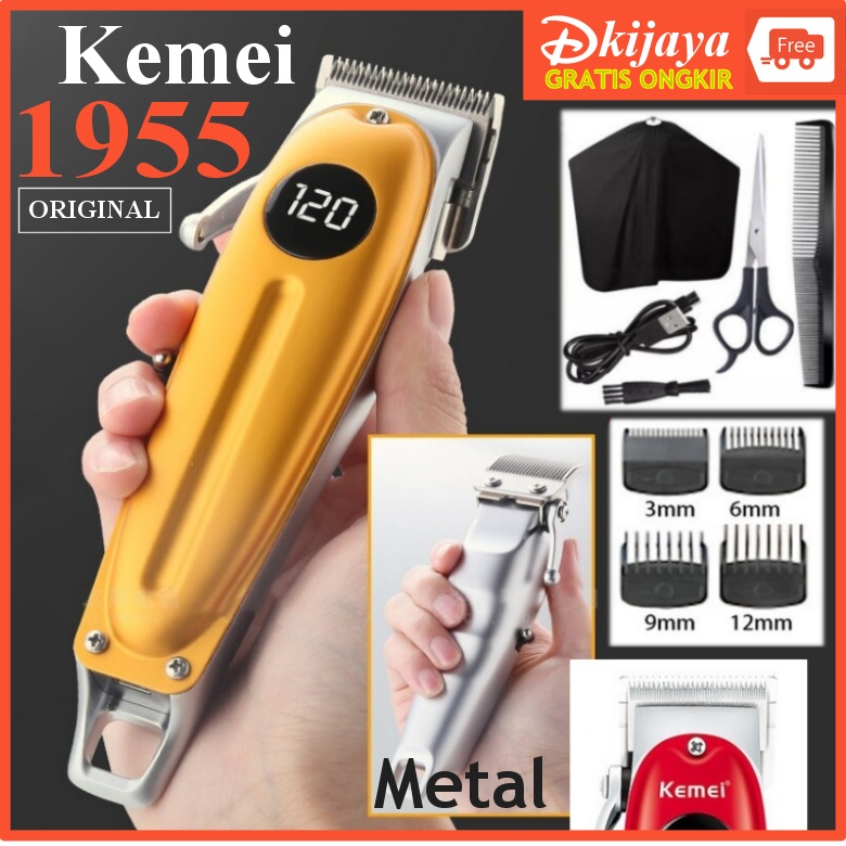 KEMEI 1955 ORIGINAL CUKURAN RAMBUT ELEKTRIK CAS HAIR CLIPPER RECHARGEABLE CORDLESS KM 1955 KM1955 KM1955