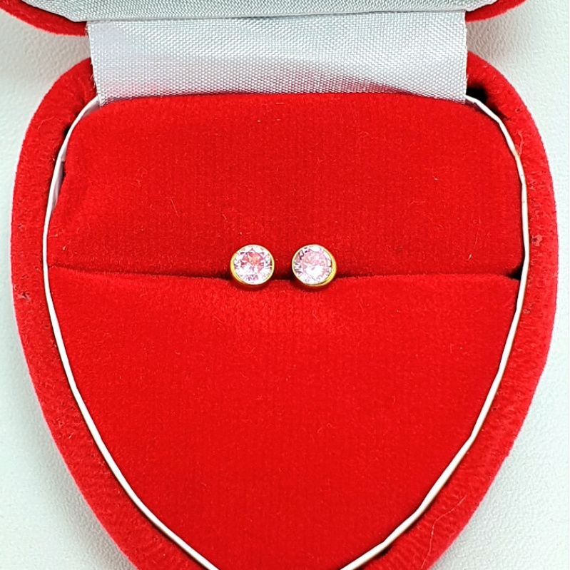 Giwang Anting Tusuk Bayi Emas Muda Mata Burung Pink 1/4 Gram