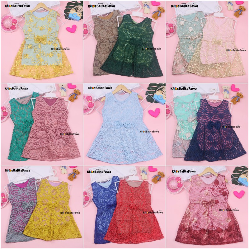 Dress Keira Uk 2-3 Tahun / Dres Brukat Kensi Anak Perempuan Gaun Pesta Kondangan Baju Baby Import