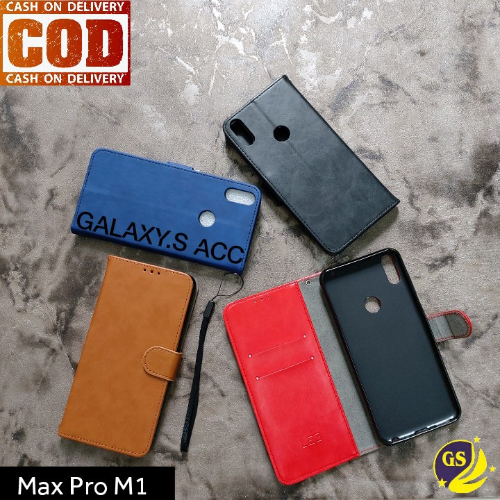 LEATHER FLIP COVER WALLET ASUS ZENFONE MAX PRO M1 / ZENFONE MAX PRO M2  KULIT DOMPET CASE CASING