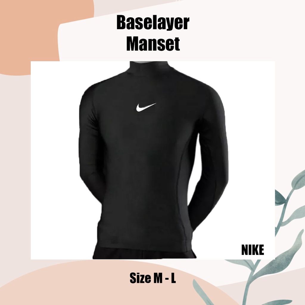 Manset Baselayer Baju Kaos NIKE lengan panjang Hitam olahraga Voli futsal sepak bola sepeda basket