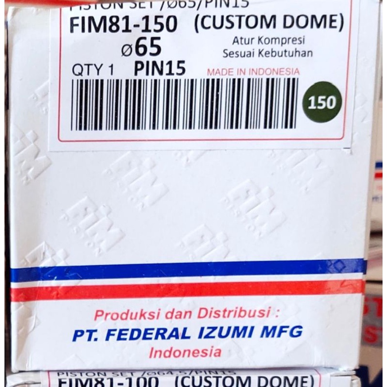 Piston Kit FIM FIM81 63.5/64/64.5/65 Pin 15 Custome Dome Mentahan CBR CB150R Old GL Megapro Tiger Mio-65
