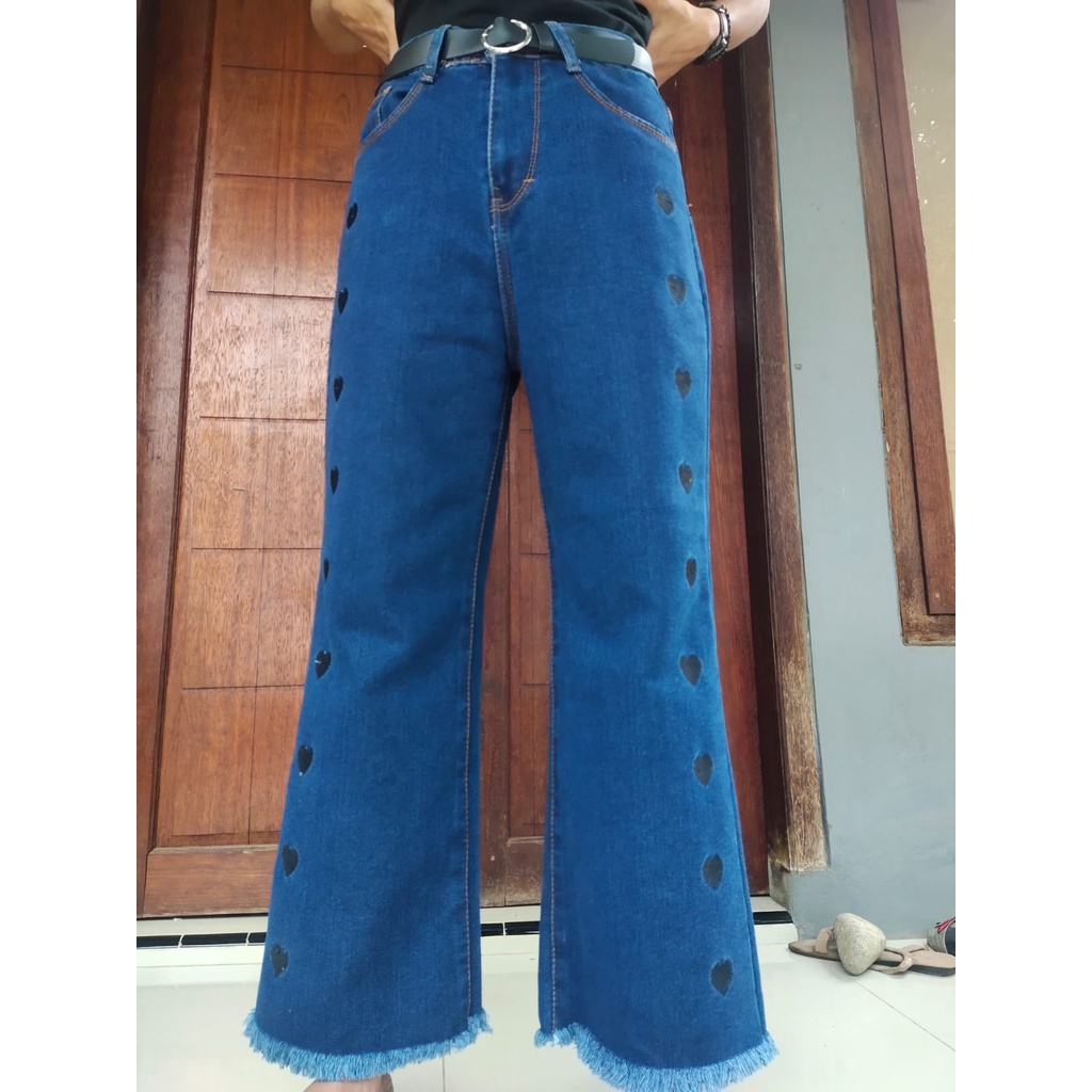 HIGHWAIST JEANS WANITA// KULOT LOVE RAWIS