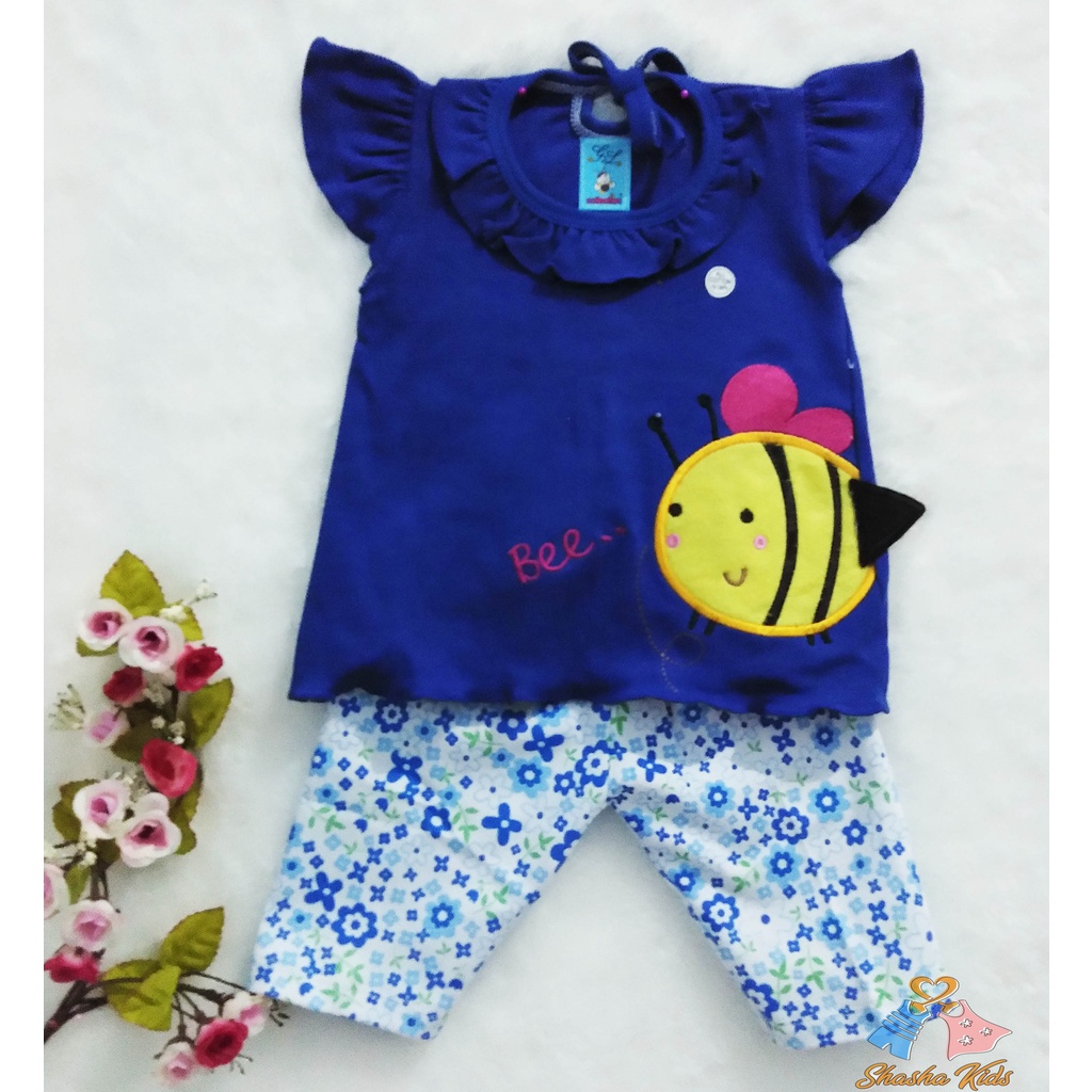 [ A 014] Baju Bayi Perempuan/ Setelan bayi Perempuan bahan kaos SNI  untuk usia 3-6 bln