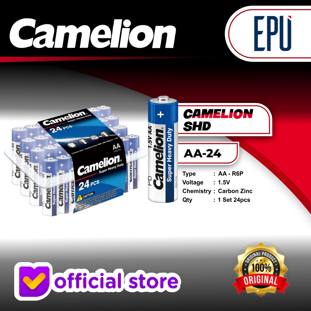 Camelion Baterai Super Heavy Duty Battery Batre Batere AA Isi 24 PCS