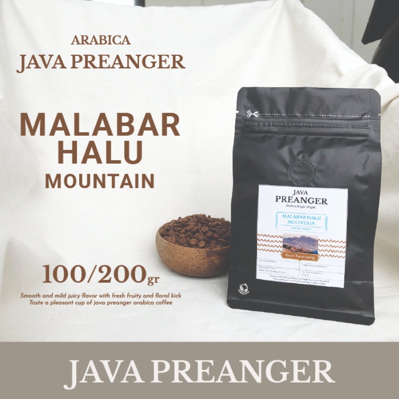 

Arabica Java Preanger Malabar Halu Mountain Kopi Bean, Bubuk 100-200gr