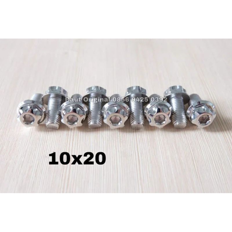 baut probolt 10x20 stainless new model drat 14 panjang 2cm silver gs1 gear 2 kunci belimbing heng