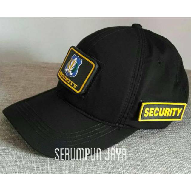 TOPI SECURITY LOGO BIRU - TOPI SECURITY LOGO BIRU 3 PATCH VELCRO HITAM