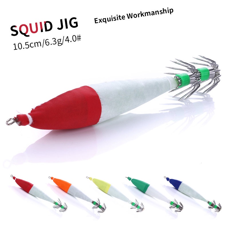 HENGJIA 30PCS Hard Fishing Lure 10.5cm/6.3g 6Color Squid High Carbon Steel Hook Octopus Glow in the dark Artificial Jigs Cuttlefish Shrimp Bait