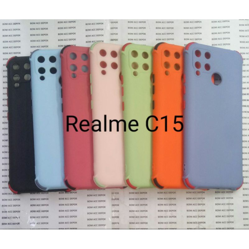 SoftCase Macaron Case Handphone Macaron Colorful + Pelindung Kamera for Realme C15 or Realme C12