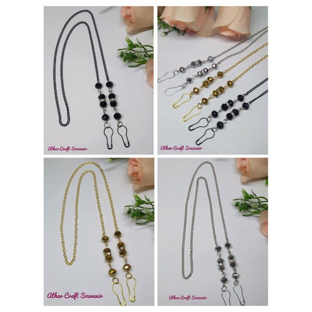 Kalung Masker Rantai kristal mutiara / Strap mask / kalung masker hijab murah grosiran Asemka