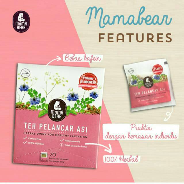 *FRUALEINCO* Mamabear ASI BOOSTER TEA / teh penambah / pelancar ASI Mama Bear isi 20pcs ASLI ORIGINAL 100%