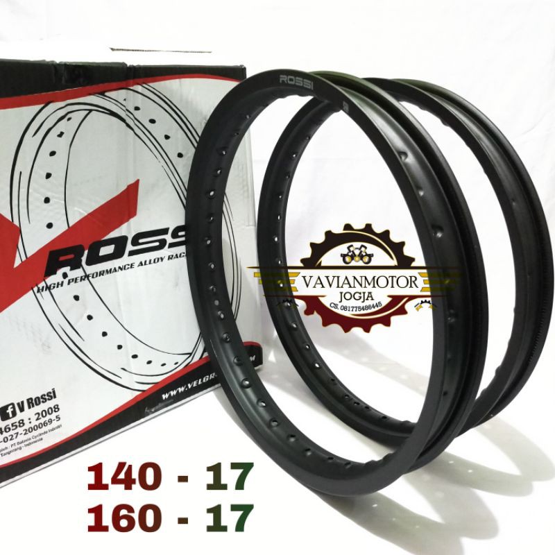Velg Veleg Pelg Peleg Pelek V Rossi VRossi 140 Ring 17 160 Ring 17 Hitam