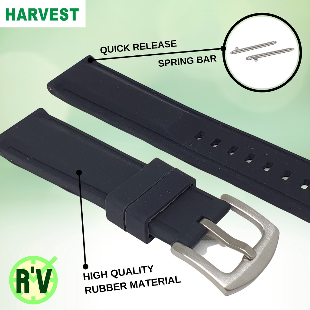 STRAP TALI JAM TANGAN R'VEST KARET QUICK RELEASE SPRING BAR