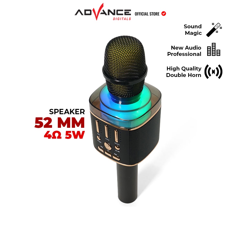 Advance Digitals AMS48 Speaker Microphone Wireless Bluetooth Hi Fi Stereo Sound RGB Karoke Garansi Resmi 1 Tahun