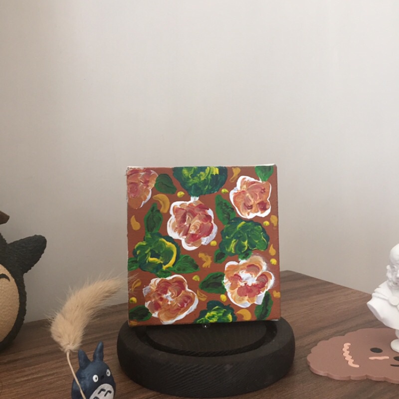 

flowers art mini canvas painting lukisan kanvas mini