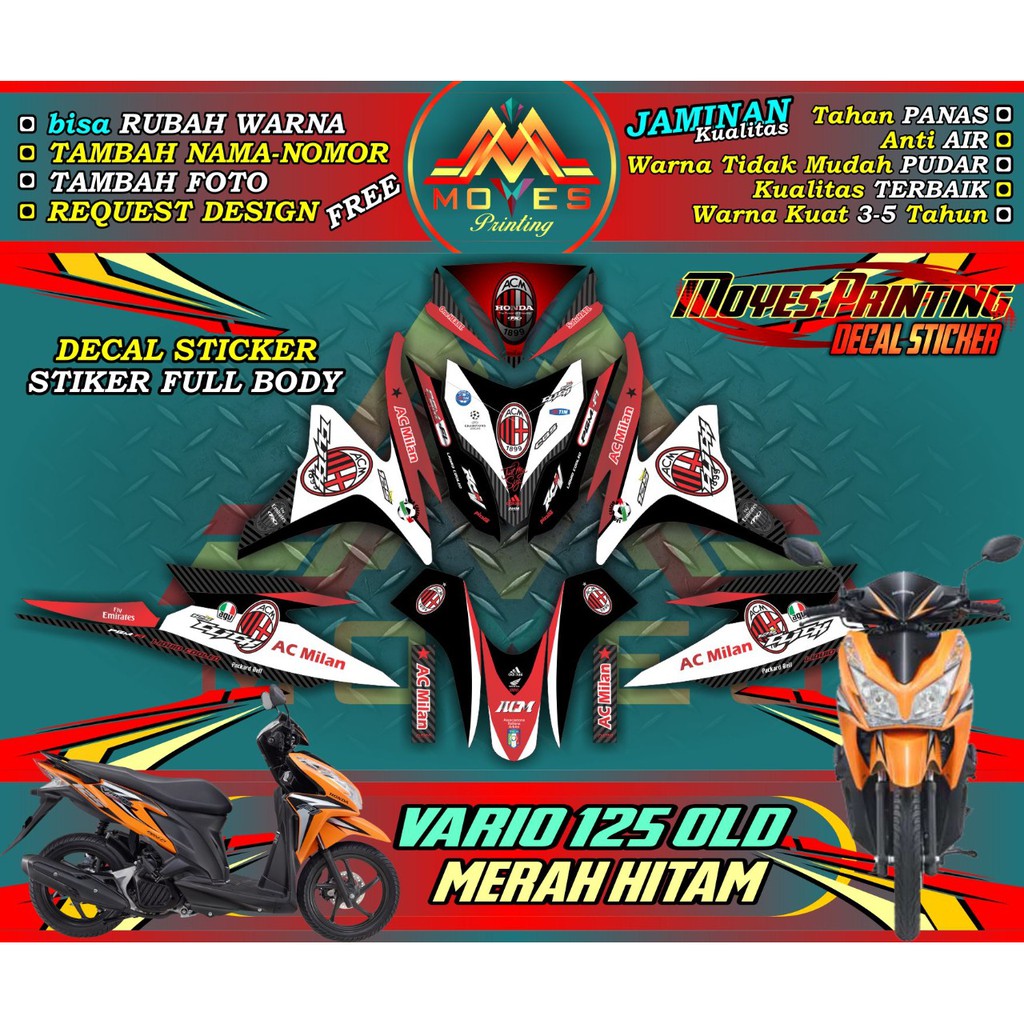 pareasi stiker motor vario 125 old full body decal motor vario 125 old full body-pareasi merah hitam