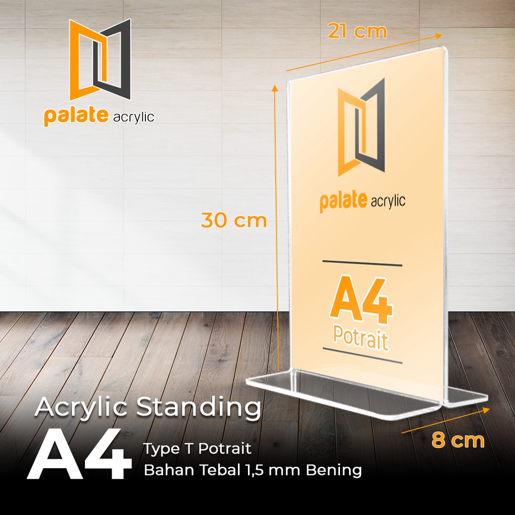 Jual Akrilik Display A4 T Portrait Tempat Brosur Tent Card Acrylic