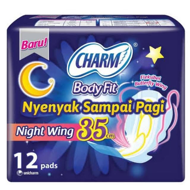 Charm Safe Night Wings Pembalut/Gathers 35 cm 12