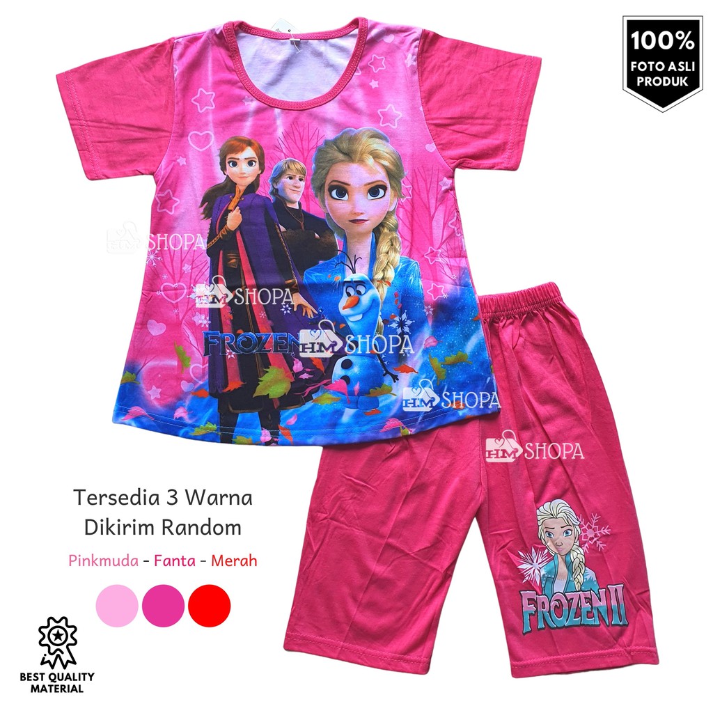 Baju Setelan Frozen 2 setelan karakter anak perempuan frozen kartun trend