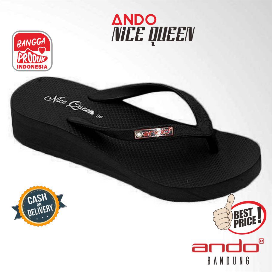  Ando  Nice Queen Hitam Sandal  Wedges Wanita  Dewasa 