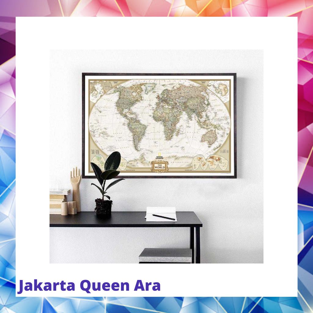 Poster Peta Dunia Large Vintage World Map 104 x 69 cm - N40