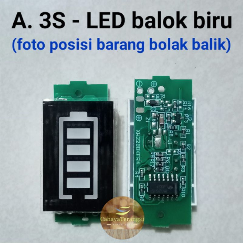 Indikator Kapasitas Baterai 3S (Cahaya Biru), Generic 1-8S (Cahaya Hijau)