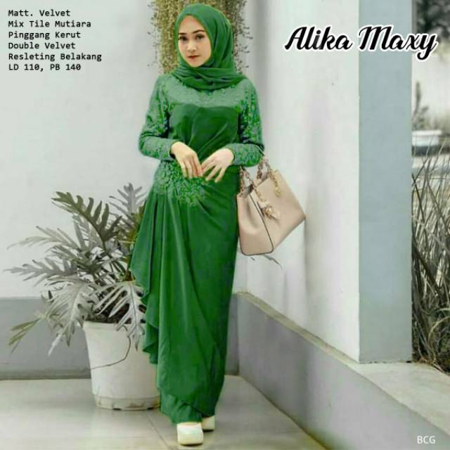 Alika maxy || gamis super mewah best seller!! Garansi harga termurah