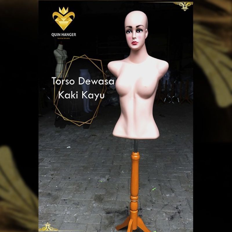 Torso Botak + Kaki Kayu / Manekin Kepala dan Badan + Kaki Kayu/ Manekin Gamis