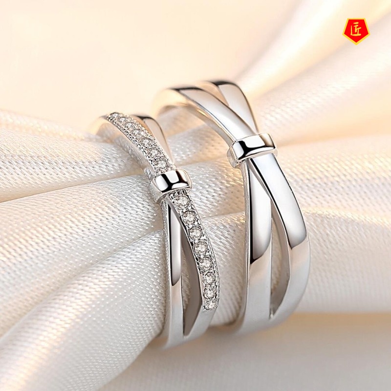 [Ready Stock]925 Silver Bow Couple Rings Creative Korean Version