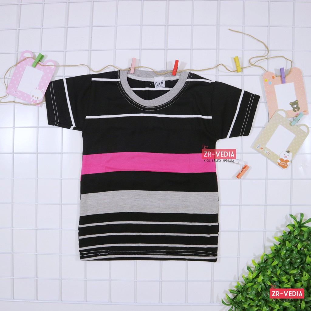 Kaos Geulis uk 5-6 Tahun / Baju Anak Perempuan Adem Lengan Pendek Murah Polos Branded Salur