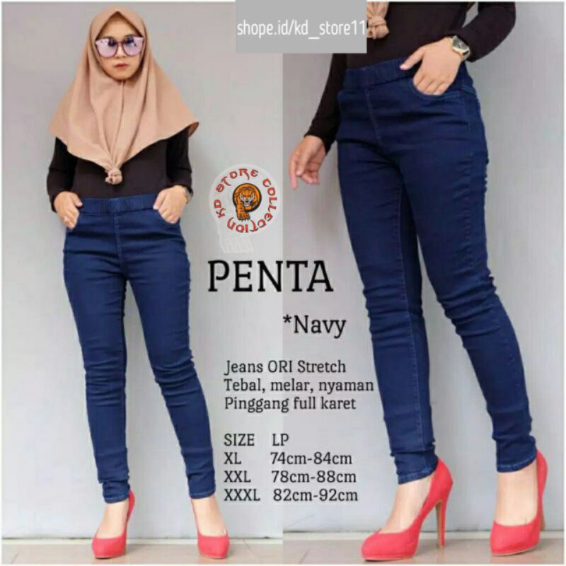 Celana jeans fashion cewek legging karet