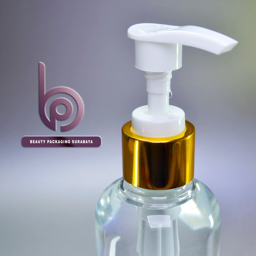 Botol plastik PET 250ml BR bening tutup pump lotion gold